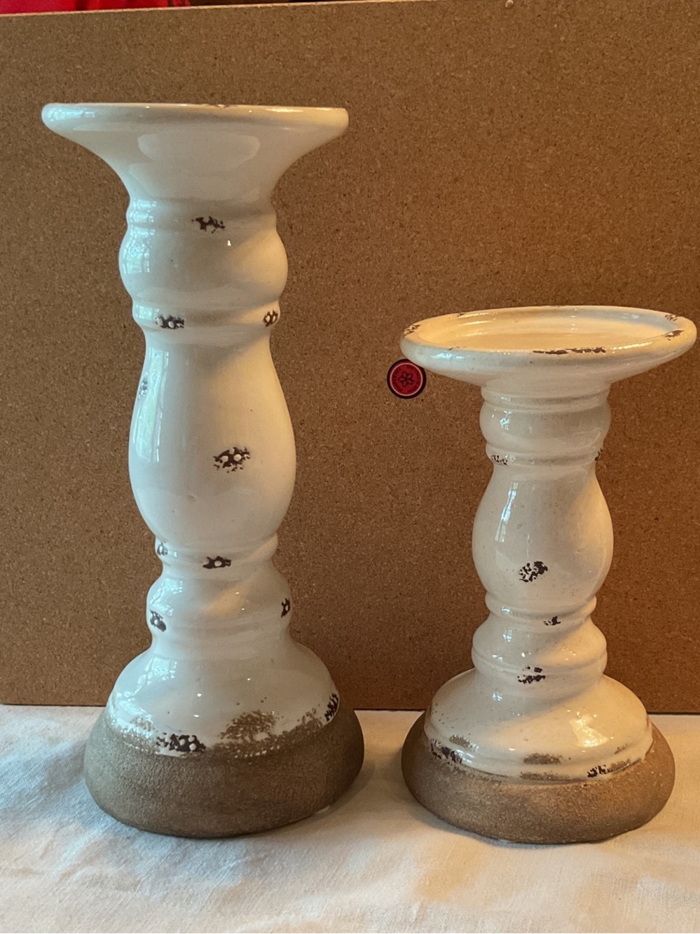 Ceramic Pillar Candle Holders - Set of 2